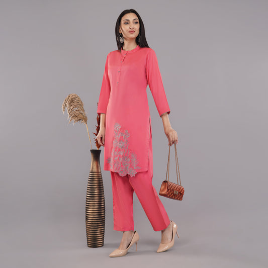 Rayon fabric  carrot red kurti for women
